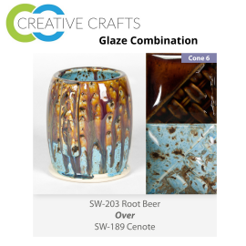 Root Beer SW-203 over Cenote SW-189 Stoneware Combination